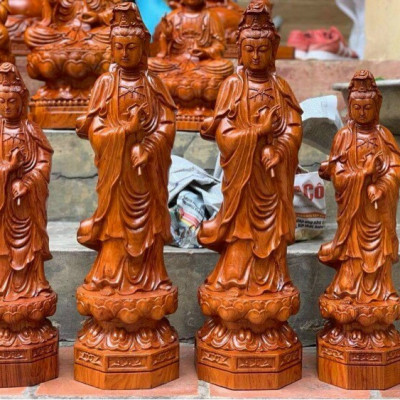 Tượng phật bà quan thế âm bồ tát bằng gỗ hương kt 40×12×12cm