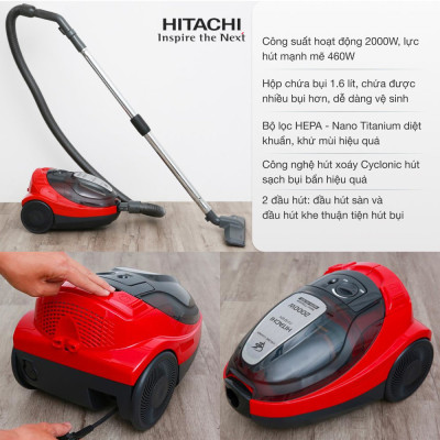 Máy hút bụi dạng hộp Hitachi CV-SF20 công suất 2000W, xuất xứ Thái Lan - Hàng chính hãng