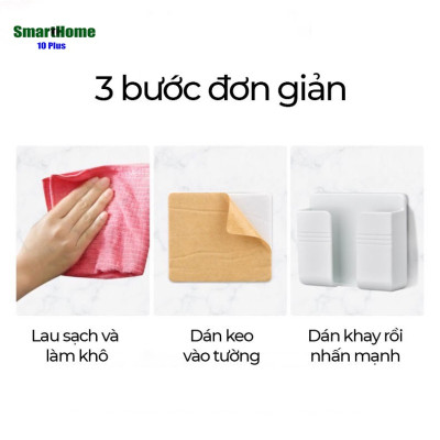 Khay đựng remote  - điện thoại dán tường có khe luồn sạc nhỏ gọn tiện lợi  ( Giao màu ngẫu nhiên ) - Hàng chính hãng