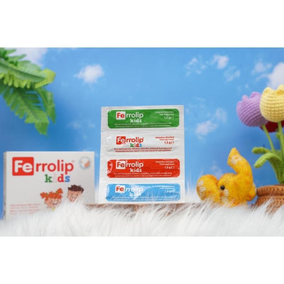 Sắt bột Ferrolip Kids Hộp 20gx1.5g bổ sung vitamin C, axit folic và vitamin B12 cho bé