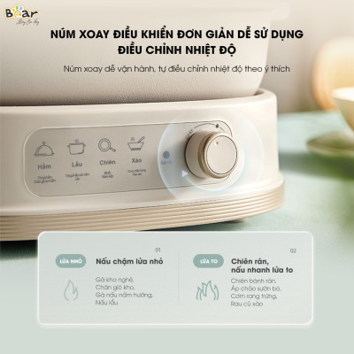 Nồi Lẩu Điện 2 Ngăn Bear SB-NL60U Nhiều Chế Độ Dung Tích 6 Lít Công Suất 1600 W - Hàng Chính Hãng