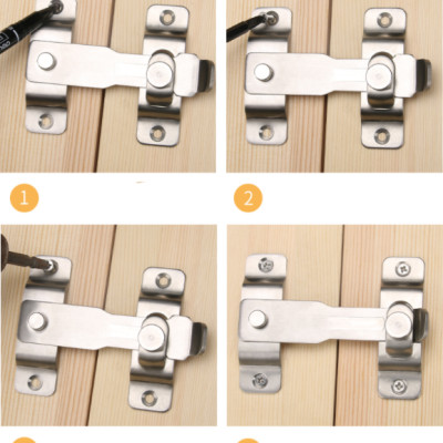 Chốt Khóa Cài Cửa Loại Cao Cấp KUNBE Dày Dặn, Có Chốt Cố Định Thanh Gạt An Toàn Chắc Chắn