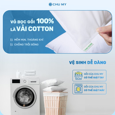 Gối khách sạn CHU MY, êm ái bồng bềnh, vỏ cotton tự nhiên cao cấp