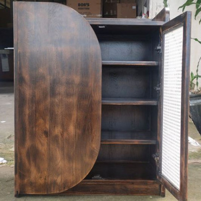 Tủ giày gỗ sồi Tundo màu walnut đan lưới mắt cáo 80 x 40 x 100 cm