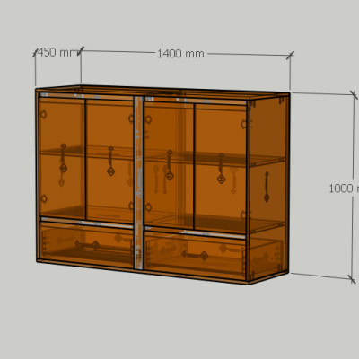 HAPPY FURNITURE , Tủ lưu trữ 4 cửa mở 2 ngăn kéo  , TCM_262 , 140cm x 45cm x 100cm DxRxC