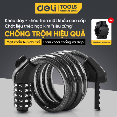 Khóa xe đạp xe máy Deli Cao Cấp - Khóa mật mã dạng 4-5 chữ số siêu an toàn chống trộm