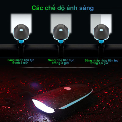 Đèn pin, đèn xe đạp siêu sáng, chống nước Rhino L102, pin sạc, 3 chế độ sáng, pin dài tới 4,5 tiếng - Hàng chính hãng