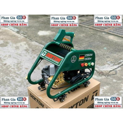 Máy Rửa Xe Công Nghiệp Dekton DK-HPW2350 - Công Suất 2350W - Có Chỉnh Áp - Motor Đầu Rời - Di Cuyển Bằng  Bánh Xe