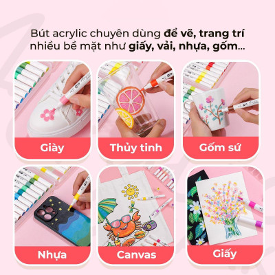 Hộp 24 Bút Lông Màu Acrylic Markers 1 Đầu - Colokit ACM-C004