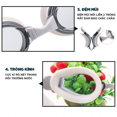 Kính Bơi Thể Thao Người Lớn Chống Sương Dây Đeo Silicone Cleacco SG1670 BORO SPORT