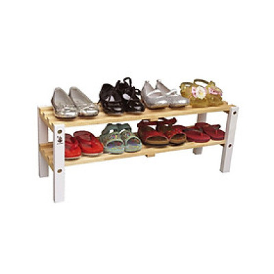 Kệ giày trẻ em 2 tầng, chân trắng Gỗ Đức Thành 48372K