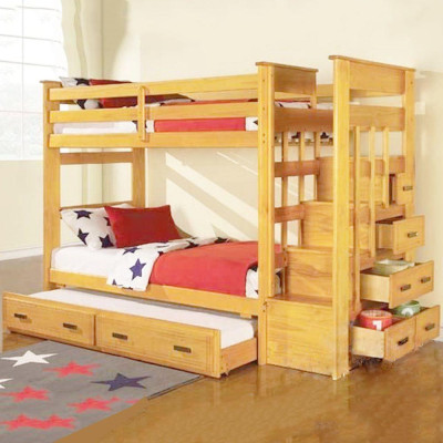 Giường 3 Tầng Ali Gỗ Tự Nhiên- Vàng