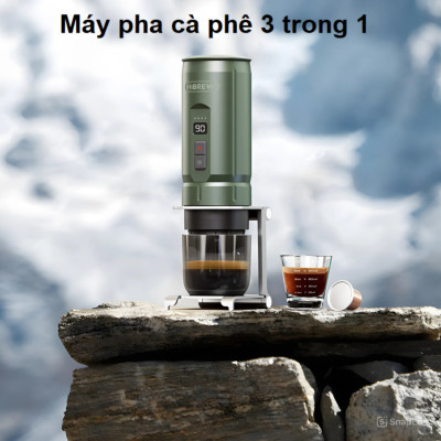 Máy pha cà phê cầm tay chuyên nghiệp Espresso 3 trong 1, dùng pin có thể pha cả nóng và lạnh HiBREW H4C - Hàng Chính Hãng