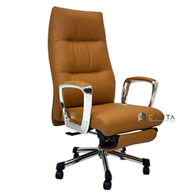 Ghế giám đốc có gác chân CR4121-P Nội thất Capta – lưng cao, bọc nệm PU ngả lưng xoay 360° màu xám nâu bò hoặc đen