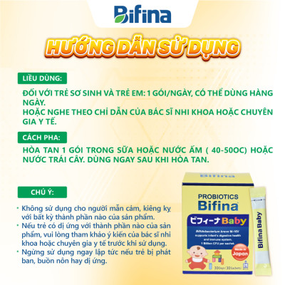 Men vi sinh cho bé Bifina Baby - Hỗ trợ giảm táo bón, cải thiện tiêu hoá cho bé - Lẻ 3 gói (không có hộp)