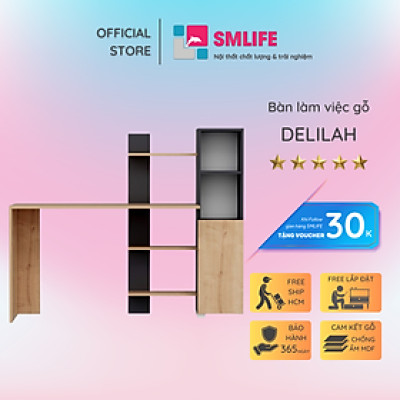 Bàn làm việc liền giá sách hiện đại SMLIFE Delilah