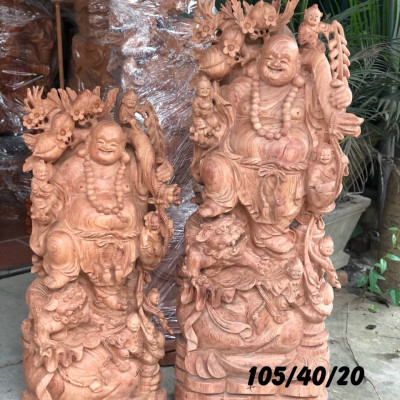 Tượng phật di lặc chúc phúc bằng gỗ hương đá kt cao 100×34×30cm