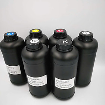 HCM-Mực UV Epson trung tính in quảng cáo cho mọi chất liệu,chai 1L cho printhead Epson DX5 DX7 I3200-U1 TX800 XP600 1390, hàng nhập khẩu.