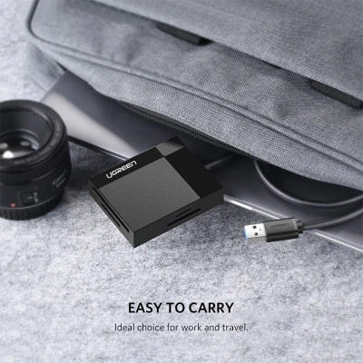 Ugreen UG30229CR125TK 0.5M Màu Đen Đầu đọc thẻ USB 3.0 hỗ trợ thẻ TF/SD/CF/MS - HÀNG CHÍNH HÃNG