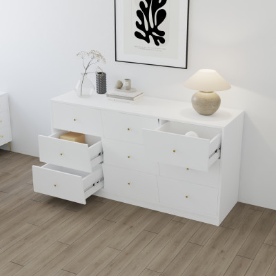 HAPPY FURNITURE , Tủ lưu trữ 9 ngăn kéo - DALEY ,THK_347 , 149cm x 45cm x 77cm DxRxC