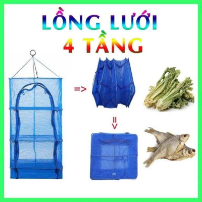 Lồng Lưới Phơi Thực Phẩm Đa Năng 2 – 4 Tầng Chống Côn Trùng, Gấp Gọn Tiện Lợi