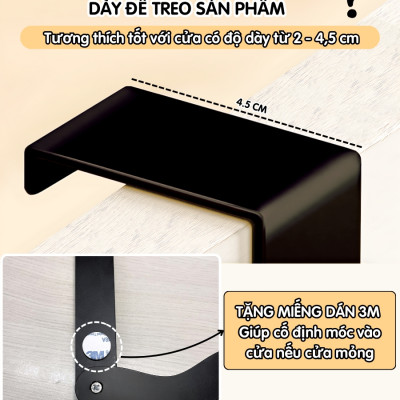 Giá treo đồ kim loại cao cấp 14 nút móc cửa - không cần khoan tường