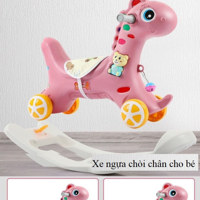 Ngựa bập bênh kết hợp xe chòi chân có nhạc cho bé