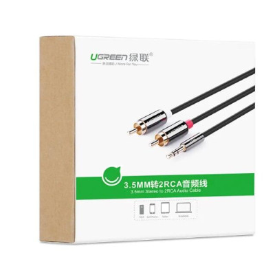 Ugreen UG10590AV116TK 3M màu Đen Cáp âm thanh 2 đầu Bông sen sang 3.5mm Dương mạ vàng - HÀNG CHÍNH HÃNG