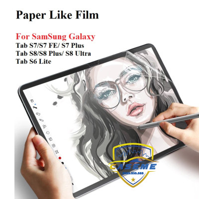 Miếng Dán Màn Hình PaperLike Dành Cho Samsung Galaxy Tab S10 FE/S10+, S9/S9 FE/S9 Plus/S9 Ultra, S8/S8+/S8 Utra,S7/S7 FE/S7+, Chống Vân Tay, Chống Chói, Viết Mượt - Hàng Nhập Khẩu