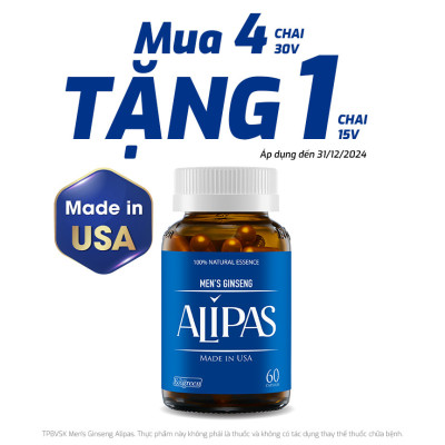 Viên uống ALIPAS tăng cường sinh lý nam với Eurycoma longifolia, Oyster Meat, Pine Bark Extract (30 viên)