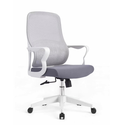 Ghế làm việc có giá đỡ lưng chống đau vai lung cong vẹo cột sống CE4543-2M Nội thất Capta Ghế nhân viên lưng lưới nệm vải lưới màu xám khung chân nhựa màu trắng nâng hạ ngã gật gù tiện lợi office chair
