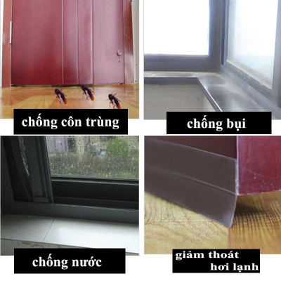 Cuộn 2 mét ron dán chắn khe hở cửa, miếng dán chân cửa chống bụi