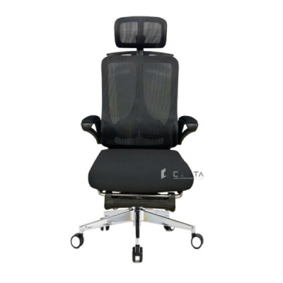 Ghế làm việc khung trắng nệm lưới vải xám CR4330-2M Nội thất Capta Ghế văn phòng có gác chân chân xoay thép mạ chrome tại hcm