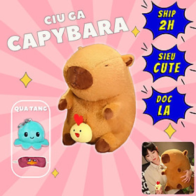 Thú nhồi bông capybara ciu gà đáng yêu - Size từ 35cm đến 65cm - Quà tặng gấu bông capybara có ciu hình gà kéo ra được.