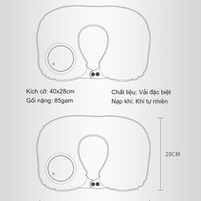 Gối hơi kê cổ bơm tự động, mềm mại, thiết kế hình chữ U giúp giảm đau cổ, có nút cài, phù hợp cho văn phòng và du lịch  Phượt Dã Ngoại Đi Chơi Quà Tặng Nam Nữ