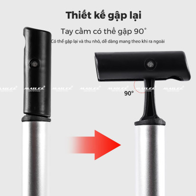 Bơm Xe Đạp Mini Dạng Đứng Áp Suất Cao 120psi B-2729 Thân nhôm gắn sườn xe tương thích Van Xe Phổ Thông và Van Nhọn (có kèm pad gắn) - Mai Lee