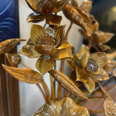 1 bình hoa sen phong thủy trang trí phòng khách ,phòng thờ bằng gỗ ngọc âm thơm nức kt cao 85×62×50cm 