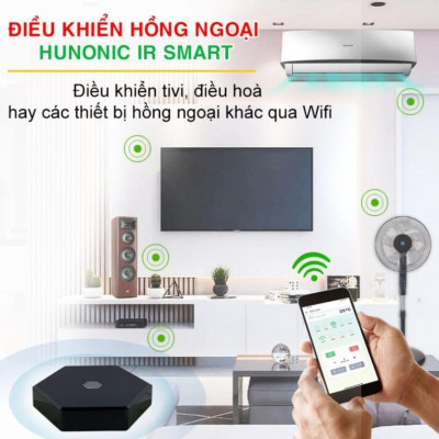 Bộ Điều Khiển Hồng Ngoại Hunonic Ir Smart Pro- Điều Khiển Điều Hòa, Quạt, Tivi...Từ Xa Qua Điện Thoại Qua Wifi, BH 1 Năm