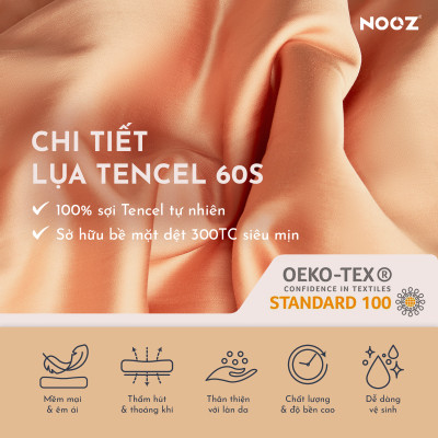 Vỏ Gối Ôm Lụa 60s NOOZ Bedding 37x100 cm Trơn Nhiều Màu Vải Mềm Mịn Kháng Khuẩn Bảo Vệ Làn Da
