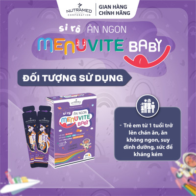 Gói uống Menuvite Baby hỗ trợ giúp bé ăn ngon, tăng cường đề kháng, ngừa bệnh hô hấp (10 gói) - Nutramed