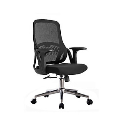 Ghế lưới văn phòng CE4561-M Nội thất Capta Ghế văn phòng lưng trung lưới đen nệm vải đen khung ghế nhựa màu đen nâng hạ gật gù chân ghế thép mạ chrome đầu nhọn có bánh xe hiện đại cao cấp mới nhất 