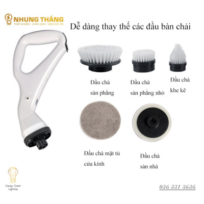Máy Cọ Chà Sàn Vệ Sinh Tự Động, Bàn Chải Làm Sạch Vệ Sinh Nhà Tắm Không Dây Với 4 Đầu Thay Thế - Bảo Hành 12 Tháng