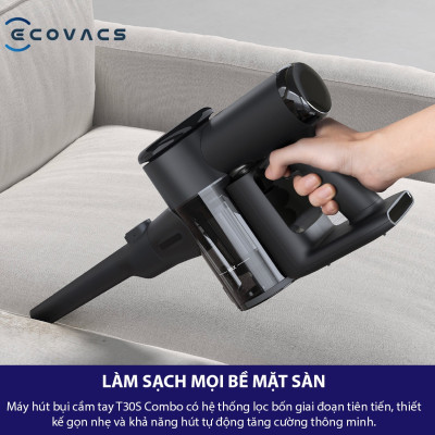 Robot Hút Bụi Lau Nhà Ecovacs T30S Combo Xòe Giẻ, Giặt Nước Nóng Lực Hút 11.000 Pa - Hàng Chính Hãng
