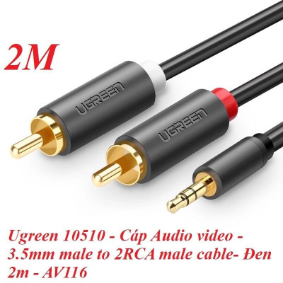 Ugreen UG10510AV116TK 2M màu Đen Cáp âm thanh 2 đầu Bông sen sang 3.5mm dương - HÀNG CHÍNH HÃNG
