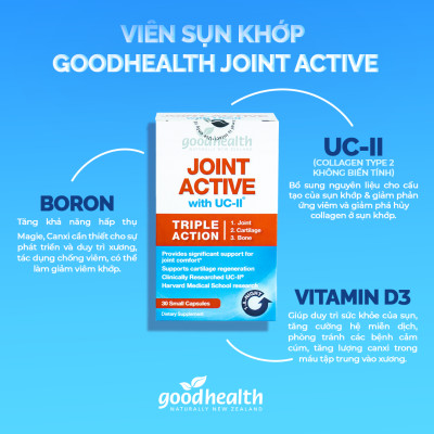 Combo 2 Hộp Viên Sụn Khớp Goodhealth Joint Active - Với UC2 Tái Tạo Và Duy Trì Sụn Khớp - Giúp Khớp Khỏe Dễ Dáng Vận Động – 100% Chính Hãng Từ New Zealand
