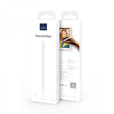 Bút cảm ứng stylus thông minh đầu bút siêu mịn mượt hiệu WIWU Pencil Max cho iPad / iPhone / Smartphone / Macbook / Tablet Thời lượng pin lên tới 12h sử dụng - hàng nhập khẩu