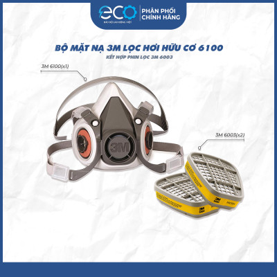 Bộ mặt nạ chống hóa chất 3M 6100/6200 + Phin lọc 3M 6003 - Mặt nạ bảo vệ hô hấp