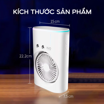 Quạt hơi nước tích điện Half Horse, xoay 180 pin 2500 mAh, thời gian sử dụng 6 tiếng, hàng chính hãng