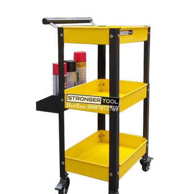 XE ĐẨY 3 NGĂN ĐA NĂNG VÀNG CÓ KHAY PHỤ