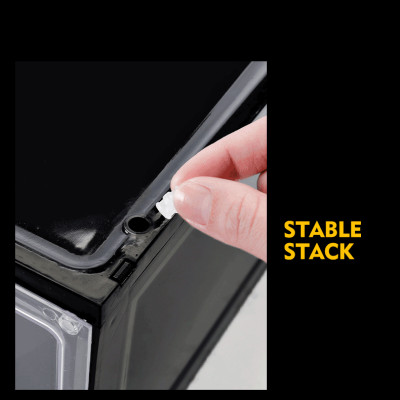 1 HỘP ĐỰNG GIÀY NHỰA CỨNG CAO CẤP -NẮP TRONG SUỐT TÍCH HỢP NAM CHÂM HÍT-MÀU ĐEN